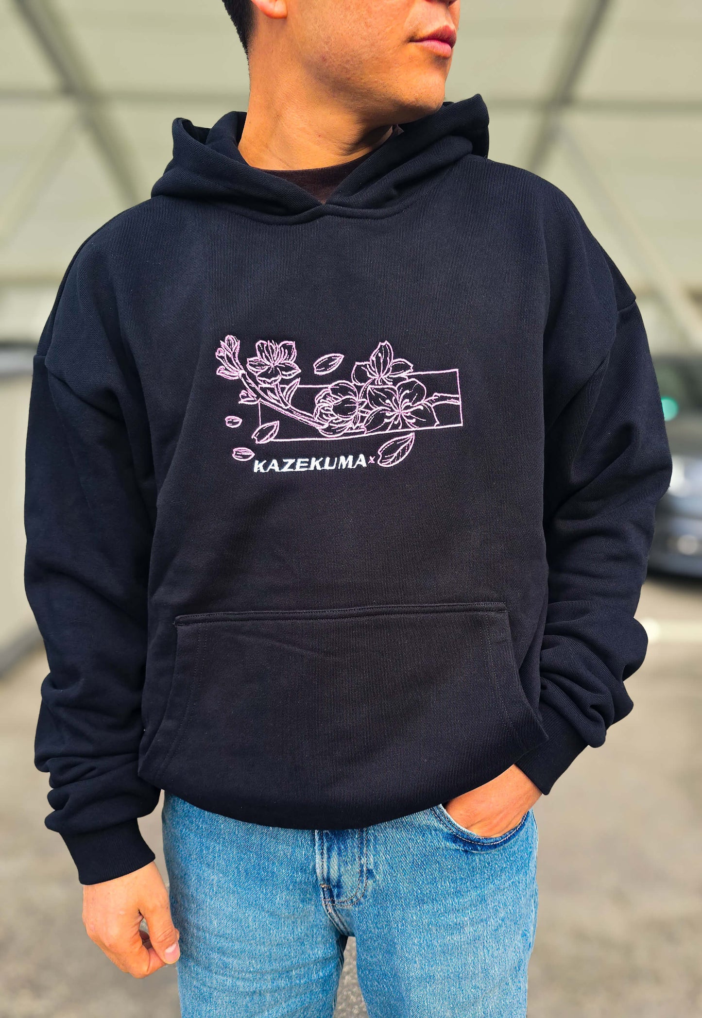 Sakura Oversized Hoodie - Black