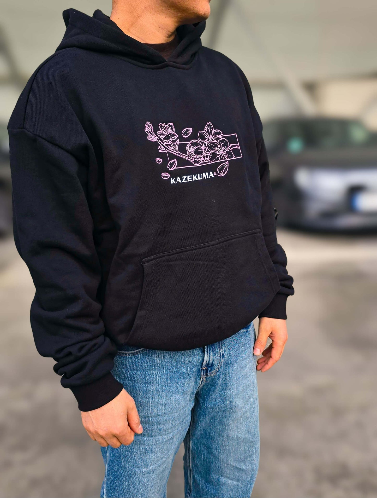 Sakura Oversized Hoodie - Black