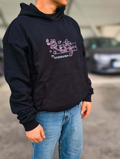 Sakura Oversized Hoodie - Black